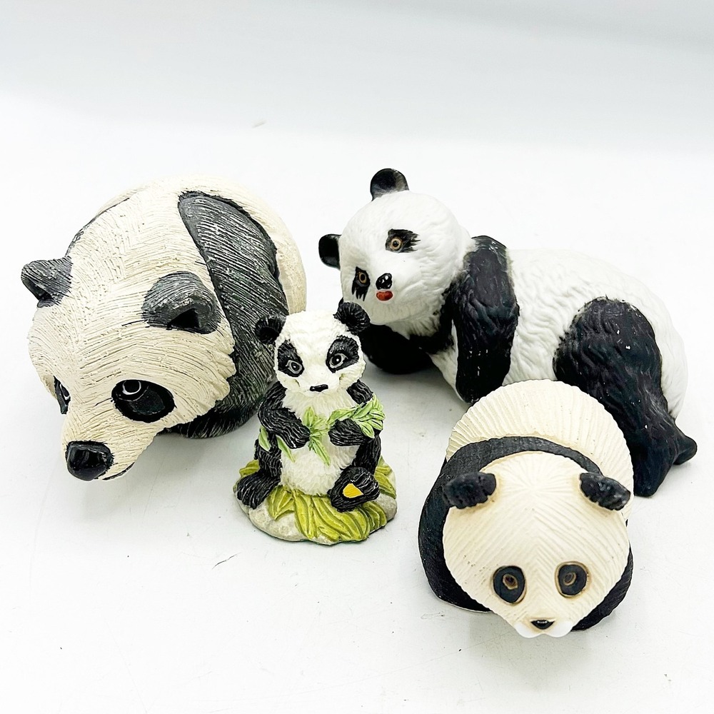 Set of Four Assorted Panda Figures
